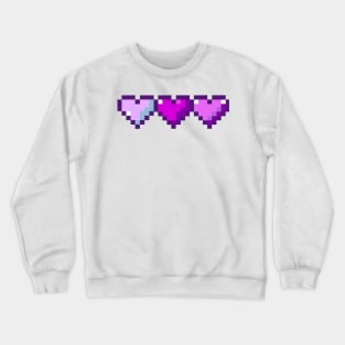 Purple Row of Hearts Pixel Art Crewneck Sweatshirt